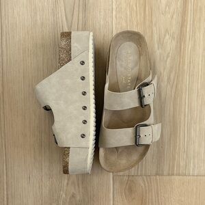 Altar'd State Cream Buckle Mules